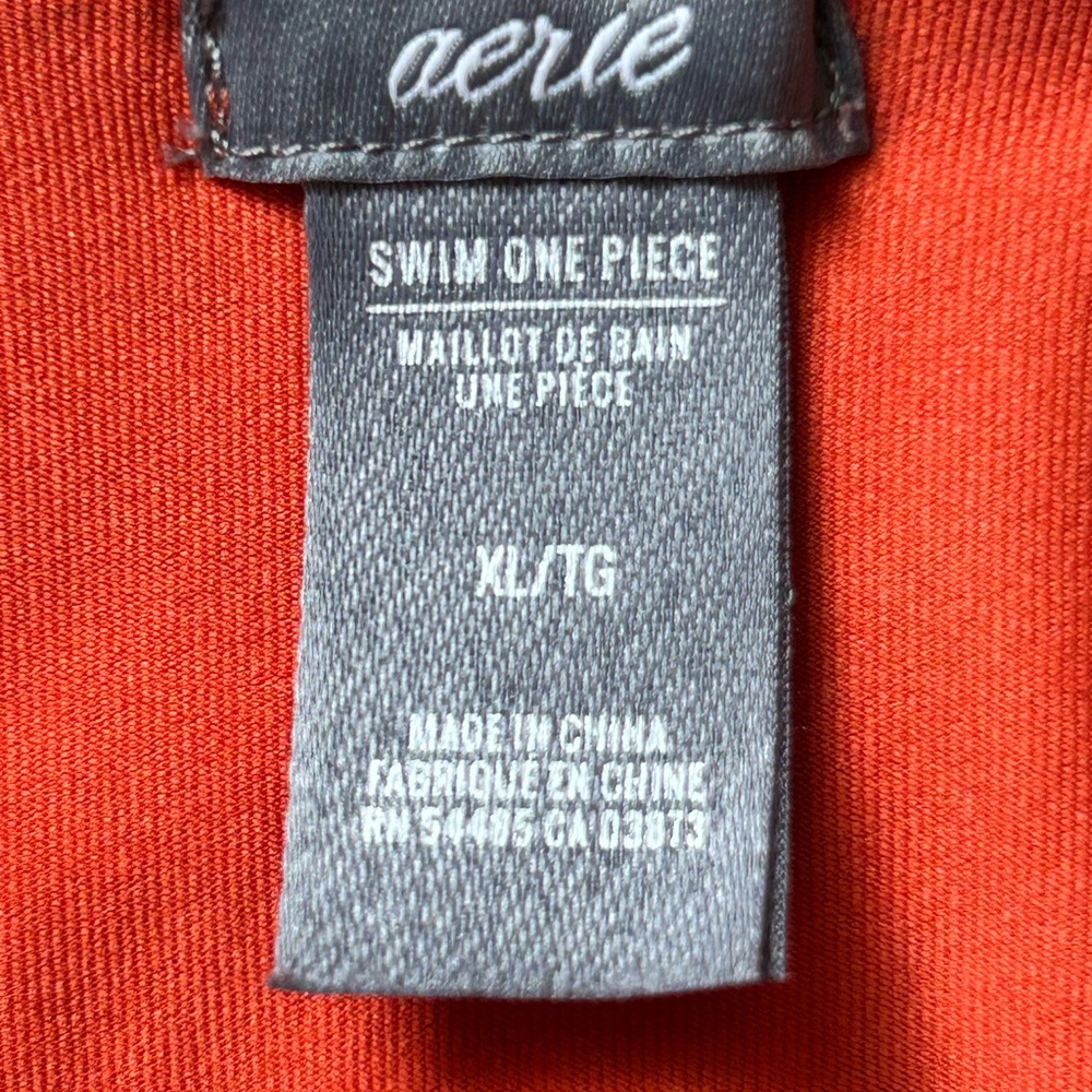 Aerie Orange Tropical Print Cutout Side One Piece Swimsuit Size XL - Picture 7 of 7